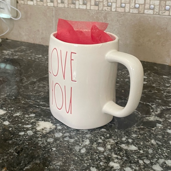 RAE DUNN artisan collection LOVE YOU coffee cups mugs set of two. NEW! - Picture 3 of 4